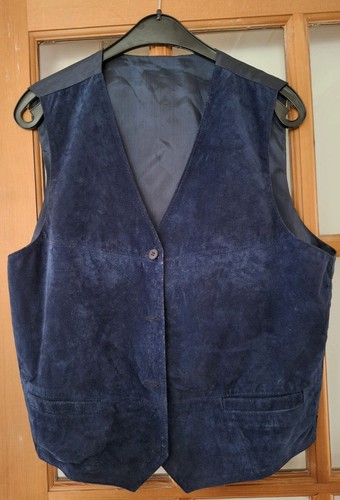 Ladies navy suede - suede, waistcoat
