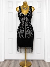 Black Silver Sequin Fringe