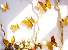 12pcs 3D Chrome Butterflies Sticker Mirror Effect, DIY Wall Art Mural Home Decor