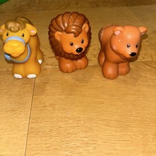 3 Fisher Price Little People Zoo Ark CAMEL Lion & bear Figures VGC 