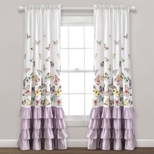 Flutter Butterfly Window Curtain Panel Pair, 52"W x 84"L, Lilac