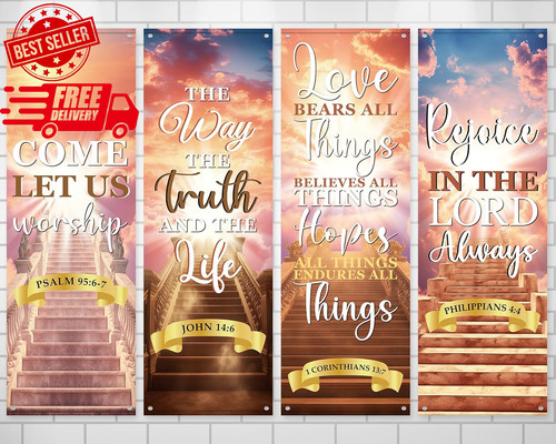 4pcs church banners with - church,