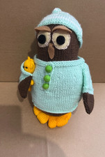 Handmade Alan Dart Knitting Pattern Night Owl With Teddy Bear Soft Toy 11"