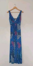 QVC  IZABEL LONDON Printed  Sleeveless Maxi Dress Blue Peacock Size 10 NEW