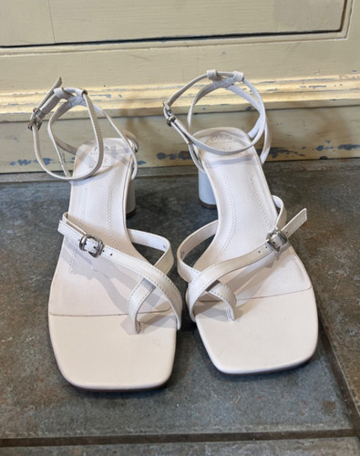 White leather ankle strap - m&s,