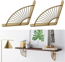 LMYDIDO 2PCS Shelf Brackets, Gold/Black Metal Craft Sector Shelf Brackets, He...