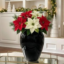 Black Ceramic Vase 25cm Glossy