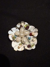 Mother Of Pearl Flower Brooch