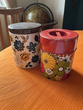 Two Funky Floral Vintage Storage Tins
