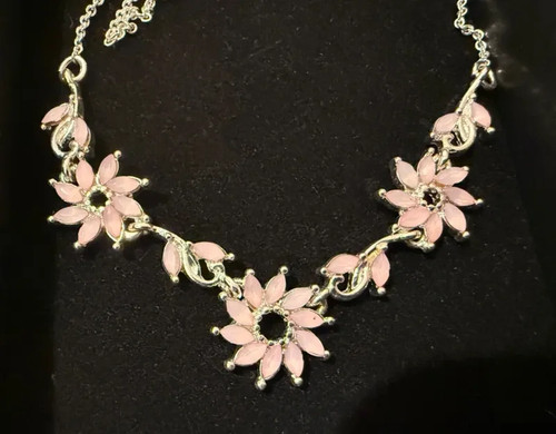 Pink flower necklace - necklace, &