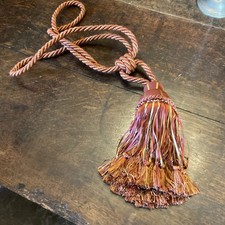 LARGE Vintage double rope country house tassel curtain tie back  gold terracotta