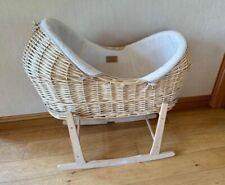 Clair de Lune Waffle Wooden Wicker Moses Basket With Stand And Sheets