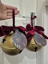 JUMBO Gold Bell with Red Velvet Bow Christmas Tree Decoration