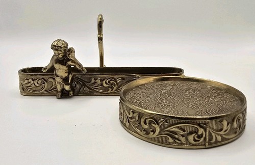 Vintage brass tea cup saucer - brass,