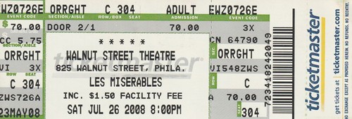 Ticket stub les miserables - ticket,