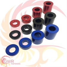 RED BLACK BLUE M8 Anodised Aluminium Spacer - Bonnet Standoff Collar - Stand Off