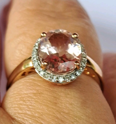 Morganite diamond ring 9ct - morganite,