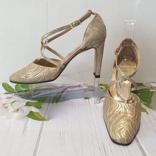 CRISTIAN ALGARRA SHOES Ladies Eu 39 / UK 6 Gold Cream LEATHER High Heel Designer