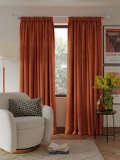 John Lewis Velvet Pair Lined Pencil Pleat Curtains Sienna W167 x 228cm (Marks)