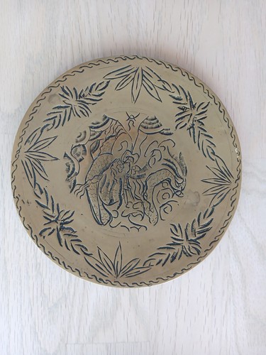 Vintage chinese brass plate - vintage,