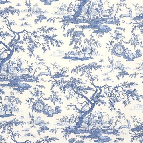 Cherubs toile blue white - blue,