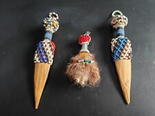 Handmade Beaded African Doll Ndebele And Wooden Daggers FREE UK POSTAGE