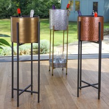 Metal Ice Cooler Bucket Contemporary Home Bar Wine Champagne Prosecco Cooler