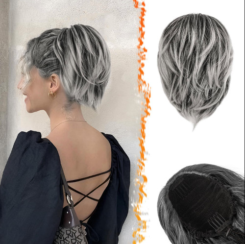 Stylish grey gray - gray, hair