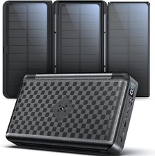 63200mAh Power Bank, Wireless Portable Charger with 3 Solar Panels Foldable, 22.
