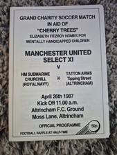 MANCHESTER UNITED SELECT XI V  SUBMARINE CHURCHILL & TATTON ARMS 1987 FRIENDLY