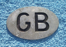 Classic GREAT BRITAIN TOURING CAR PLATE/BADGE ~ THICK GB OVAL PLAQUE LANDROVER