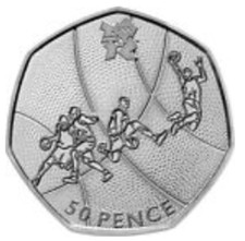 50P BASKETBALL circulated 2011 Olympic Games ExtremelyRare Sp#L05 Ref: R44