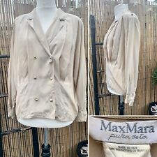 Max Mara Vintage 80s 90s 100% Silk Pleated Double Breasted Shirt Blouse Top 10