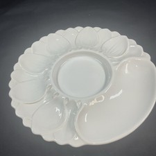 Vintage 10” White Oyster Artichoke Buffet Plate Nibbles Ceramic Retro Dining old