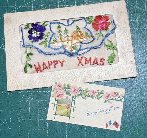 Ww1 silk postcard happy - ww1,