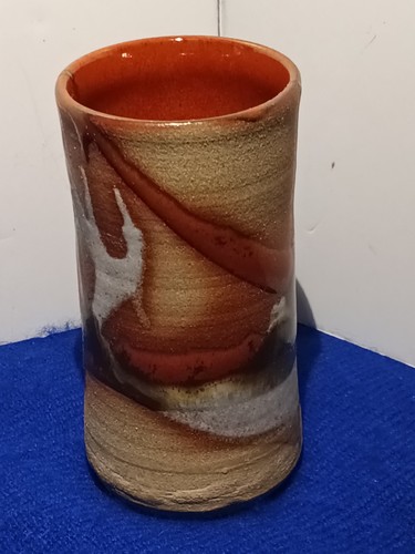 Stoneware cylinder drip - , glaze
