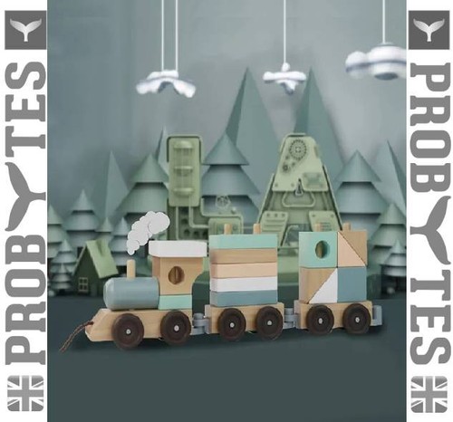 Train stacking wooden toy set - stacking,