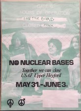 Nuclear Disarmament USAF Upper Heyford "No Nuclear Bases" Original c1980s Poster