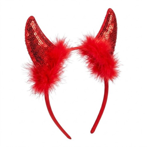 Red devil horns headband for - red,