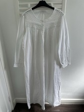 Vintage Past Times Victorian Style Nightdress White Cotton Lattice Size 14