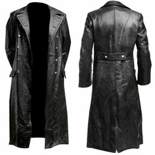 Mens Leather Long Coat Full