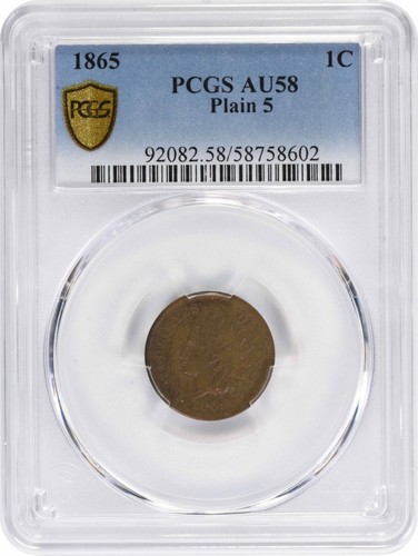 1865 indian cent plain au58 - indian,