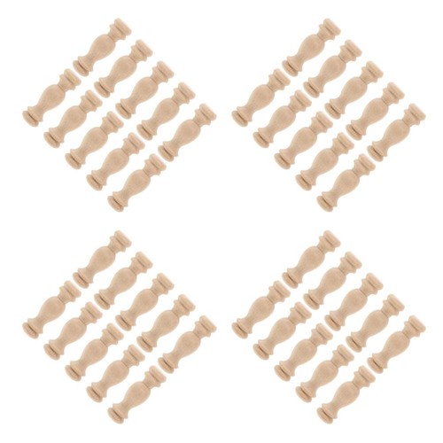 Beige wood finials vintage - wood,