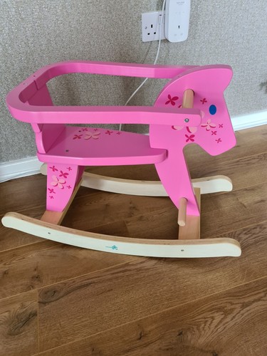 Wooden rocking horse - horse,, pink