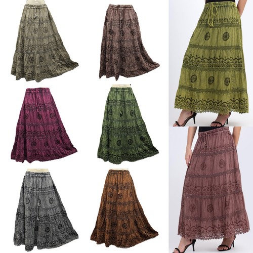 Stonewash cotton skirt lace - stonewash,