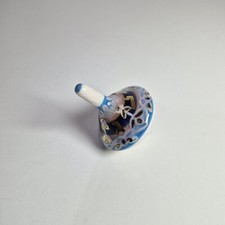 Hanukkah Porcelain Dreidel Gold & Blue ISRAEL MALI HIKRI ( Spinning Top )