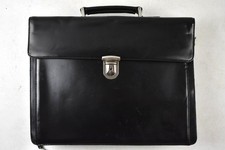 Enrico Coveri Men's Briefcase Travel Bag Case 100% Leather Black Smooth Leather