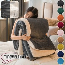 Fleece Blanket Sherpa Soft Warm Reversible Bed Sofa Throw Single Double King UK