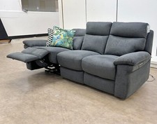 Furniture Village 'Serene' 3 Seater Sofa Grey Power Recliner + Headrest NEW