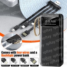 100000mah Power Bank USB Pack Backup Battery Charger w/ 4cables For Mobile Phone